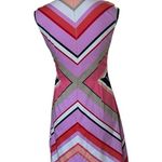 Maggy London Pink and White A-Line Midi Chevron Dress Size 6 Photo 1