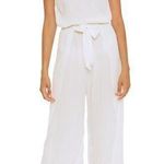 Becca Strapless Crinkled Wide Leg Jumpsuit in White Size S NWT Photo 1