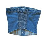 Edikted  Denim Strapless Corset Bustier Top Photo 3