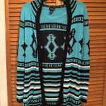 Rue 21 Women’s Black and Blue Casual Workwear Cardigan With Hood Sz M Photo 0