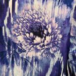 Chico's Women's Blouse Size XL Hi Low Top Blue Purple Floral Print Art Too Wear A Photo 3