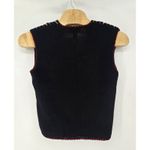 Vintage Lisa International Large Vest Colorful Stripes Ramie Cotton Blend‎ Black Photo 2