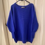 Anthropologie  Women’s Royal Blue Knit Sweater oversized size small Photo 2