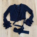 Toccin Tiered Ruffle Tie Hem Blouse in Jet Black Size XS Photo 0