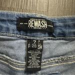 REWASH  Medium Wash Mid Rise Heavily Distressed Raw Hem Denim Short Shorts Size 7 Photo 3