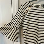 Ann Taylor  striped navy short sleeve dress with gold buttons in size Small Photo 2