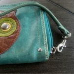 Fossil  genuine leather teal wristlet owl strap small travel retro keeper Photo 3