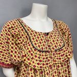 Handmade Muumuu Dress Diamond Ruffle Neckline Short Sleeve Yellow Red Women Mumu Size 2X Photo 7