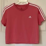 Adidas Bubblegum Pink Crop Top Shoulder Stripes Medium Photo 0