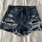 American Eagle Dark Wash Strigid Denim Mom Shorts Photo 0