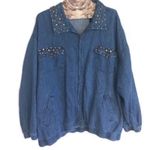 Vintage Jean Jacket 90s 1990s Embellished Denim Size 1X Plus Outbrook Woman Blue Photo 1