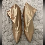 Elegant Satin Gold Women's slip on Heel boots Size 11 Photo 2