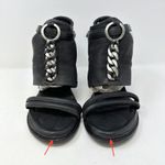 A.S.98 Barcelona Leather & Curb Chain Block Heeled Sandals Black Size 39 Photo 1