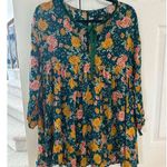 ZARA Green & Yellow Rose Floral Print Velvet Trim Romper Photo 0