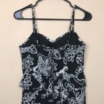 American Eagle Women’s Floral Peplum Ruffle Waist Black Ivory Tank Mini Dress Photo 6