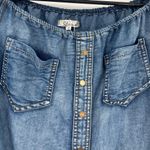 Y2K Daniel Denim Peasant Crop Shirt Sz S Cottagecore Boho Rose Coquette Country Blue Photo 1