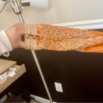 Pakistani Indian Festive Party Dress orange Floral Print 2 piece with Dupatta Size 10 Photo 3