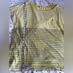 Gap Women's Cap Sleeve Medium Basic T Shirt Yellow White Grey Stripes. Photo 3