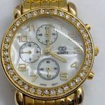 Ladies 34mm Quartz analog watch MOP dial gold tone dial size 7” new battery Photo 1