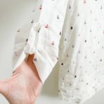 For Cynthia White Linen Nautical Anchor Print Collared Beach Tunic Top sz Small Photo 8