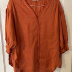 Holding Horses Linen Loosefit Lagenlook Solid Burnt OrangeSmall Shirt Blouse S Photo 0