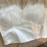SheIn Feather Trim Crop Top Photo 1