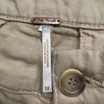 Free People  SZ 12 Billie Chino Shorts Hi-Rise Pleated Pocket Zip-Fly Almond Milk Photo 5