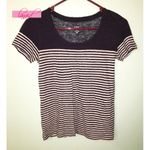 J.Crew Engineered Stripe Navy Knit Linen Natural Fiber Colorblock Short Sleeve Photo 1