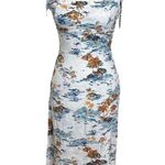 Free People Beach Tropical Midi Dress Women’s Size 0 Neutral Tie Strap Ruffle Photo 2