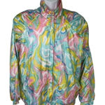 Vtg Bocoo 80s 90s Abstract Art to Wear Windbreaker Jacket Sz L Barbie Ken‎ Retro Blue Size L Photo 0