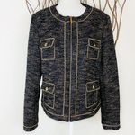 Karl Lagerfeld black and gold tweed zipper jacket Photo 0