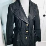 Jessica Simpson Black Peplum Trench Raincoat Size Small Photo 3