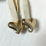 Vintage Cream skinny Belt with Gold Hearts Hook Closure Photo 3