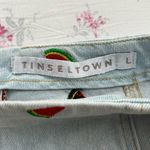 Tinseltown  Embroidered watermelons denim mini skirt light wash blue Photo 1