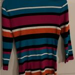 Ralph Lauren Lauren  turquoise pink black Striped Long Sleeve Top - Medium cotton Photo 4