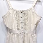 Esley  Pleated Pinup Boho Mini ModCloth Sundress Cream Cotton Minimalist Cottage Photo 6