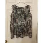 Frank Lyman Design Black White Tweed Open Cold Shoulder Blouse Tunic Top 12 Photo 4