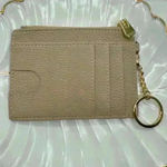 Khaki Card Keychain Wallet wristlet w/ refillable sanitizer bottle Tan Photo 5