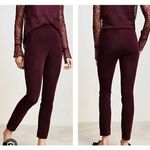 Theory  Navalane Casual Velvet Stretch High Rise Skinny Leg Pants Dark Red Photo 1