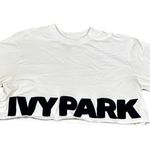 Ivy Park  White Cropped T-Shirt Black Chenille Logo Medium Photo 2