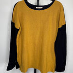 WoolOvers Knit Sweater Women Sz M Yellow & Navy Wool Blend Oversized Colorblock Size M Photo 0