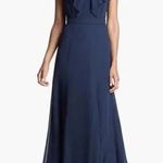 Jenny Yoo $275+  Cecilia Ruffled Chiffon Long Dress Gown wedding bridesmaid  NAVY Photo 0