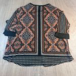 Belle by Kim Gravel Top Women’s 3X Orange Black Geo Print 3/4 Sleeve Blouse Photo 1
