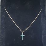 Blue, Orange, & Silver Tone Cross Pendant Necklace Blue Photo 0
