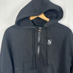 Victoria's Secret Black Quarter Zip Cropped Hoodie & Shorts Set Women Small P Photo 3