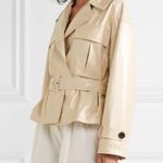 Frankie Shop Size S Cream Faux Leather PVC Jacket Boxy Oversized Button Front Tan Photo 6