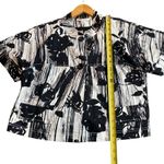 St. John  14 Short Sleeve Shirt Jacket Black White‎ Abstract Floral Art To Wear Photo 8