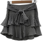 EXPRESS NWT Black White Striped Mini Skirt Women's Size 6 Casual Work Photo 0