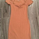 Abound  size XXS organic cotton stretchy ribbed dress brown/tan EUC Photo 0
