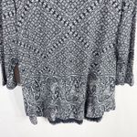 Lucky Brand Plus Size 2X Top Navy Blue White Knit Floral Diamond Scoop Neck 795 Photo 3